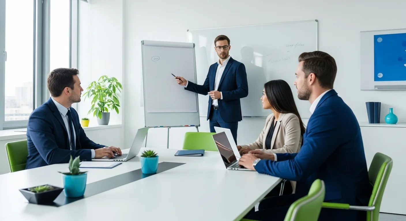 Business team collaborating with role-based access