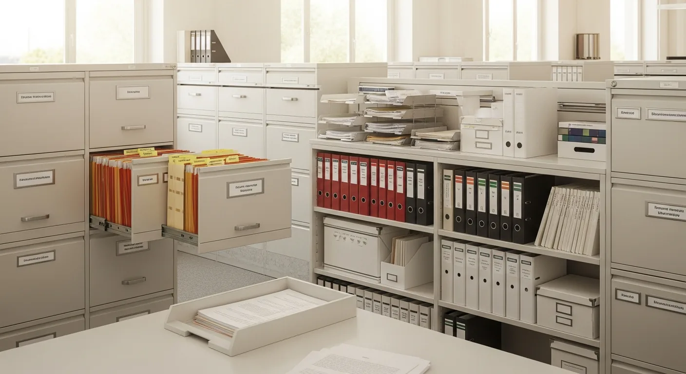 Organized filing system representing folder structure